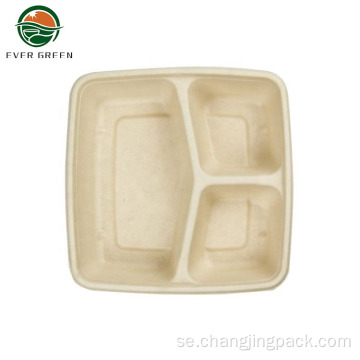 Biologiskt nedbrytbar sockerrör Bagasse Container Bento Lunch Box